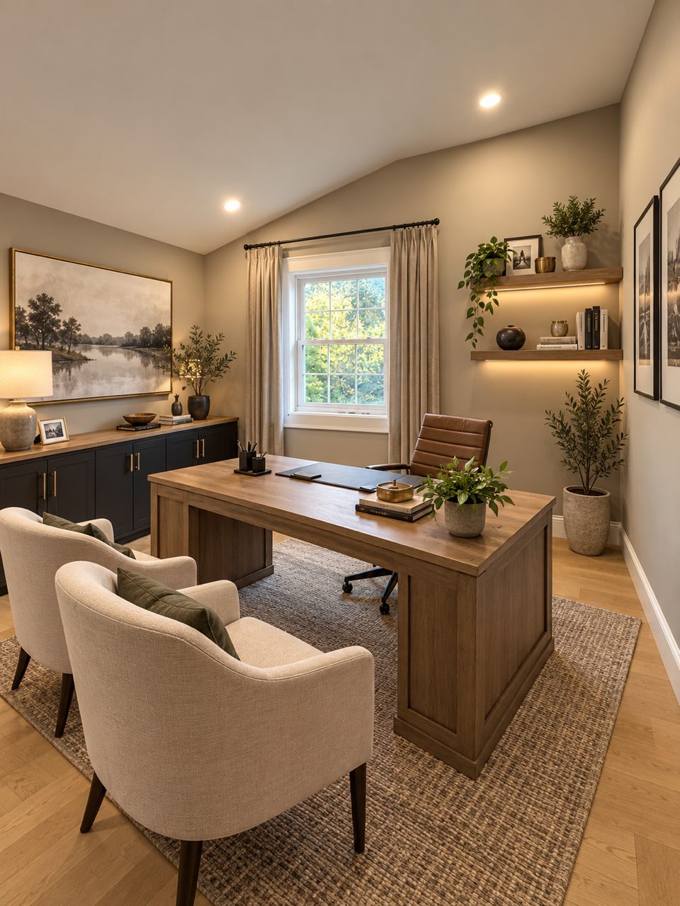 Bedroom set up as a home office
