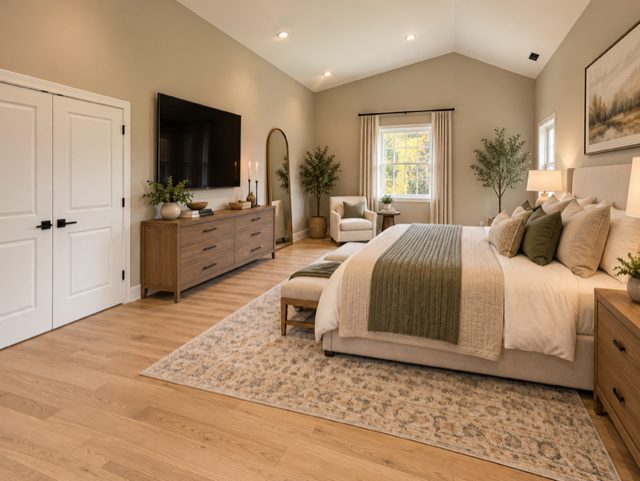 Primary bedroom, furnished
